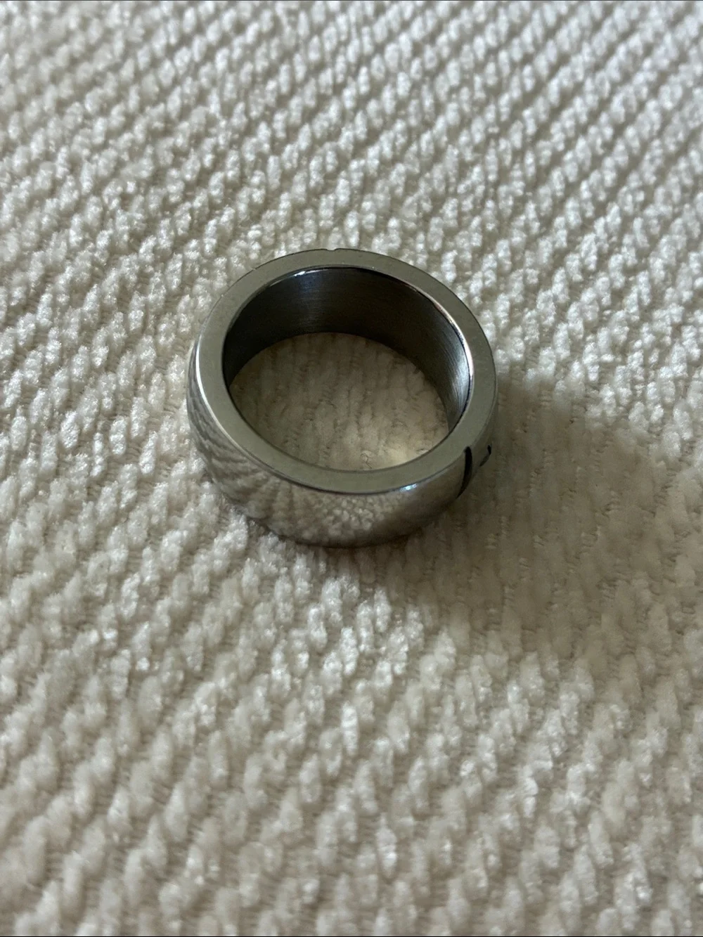 Unisex Stainless Steel Cable Accent Ring - Silver